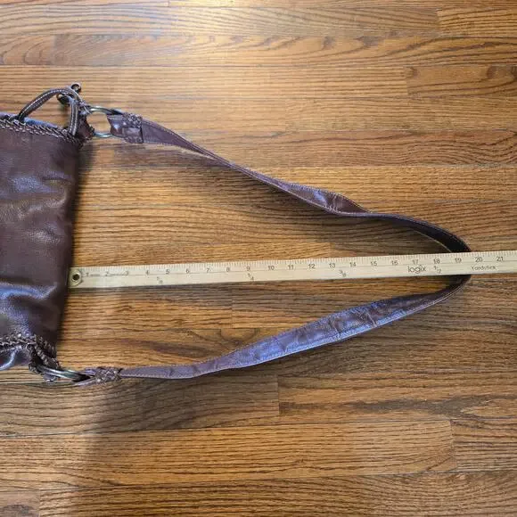 Frye Brown Leather Crossbody Bag Braided Trim - Picture 16 of 16